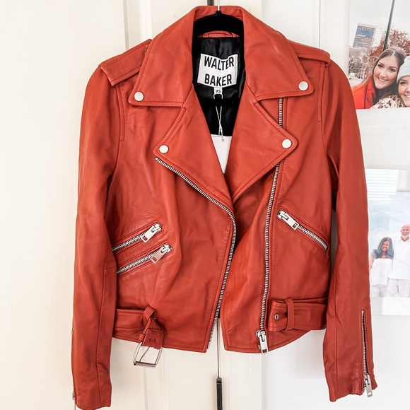 NWT WALTER BAKER 100% Lamb Leather Alison Moto Jacket